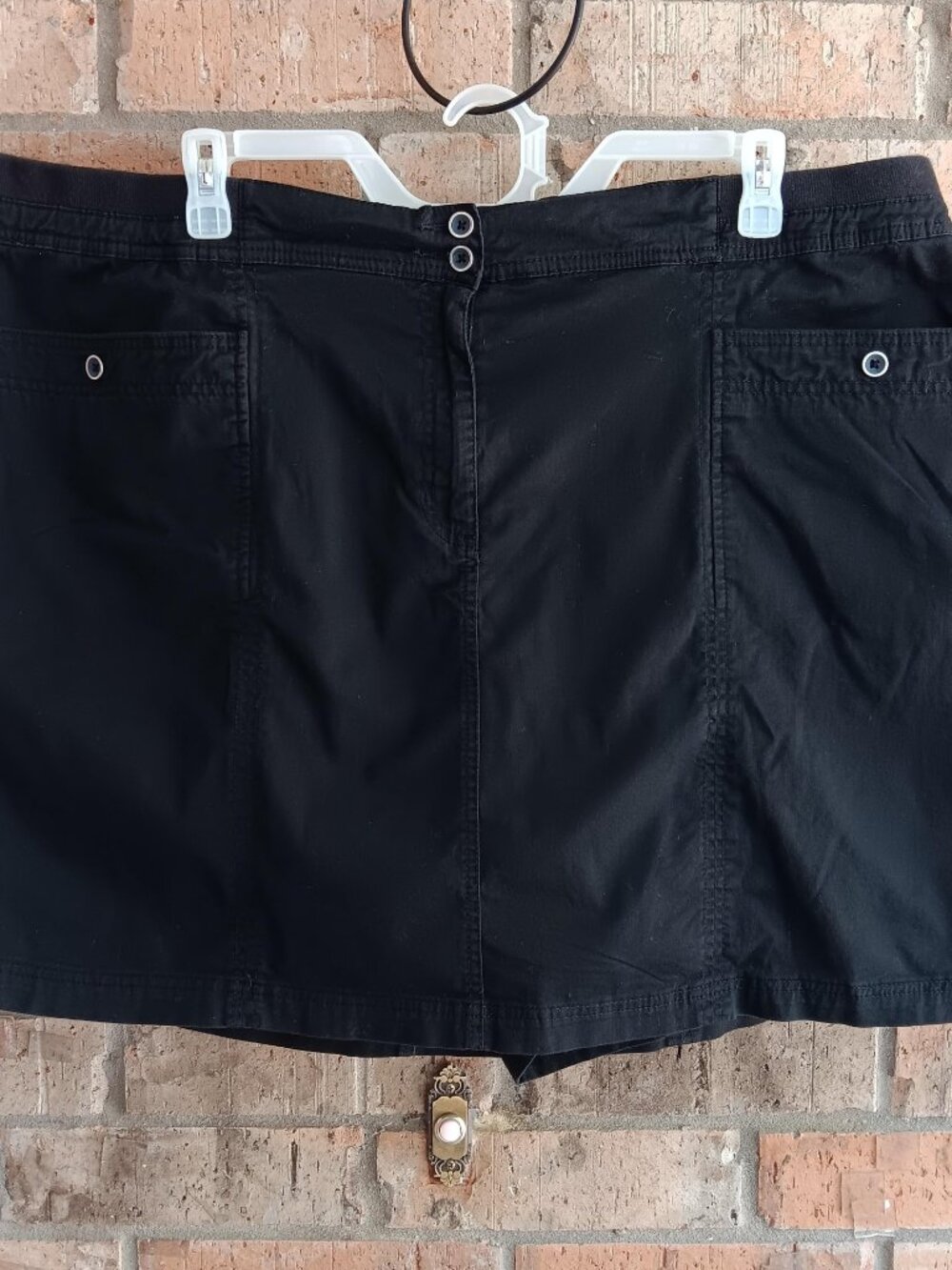 Karen Scott Skort Women’s Black Zip Pockets 100% Cotton Size 24W